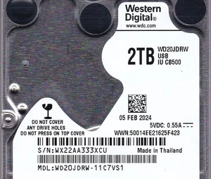 WD20JDRW-11C7VS1 s/n: WX22AA FEB /2024 Thailand 2TB USB 3.0 2.5" WESTERN DIGITAL - Picture 1 of 5