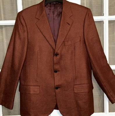 VTG HICKEY FREEMAN Saks 5th Men’s Blazer Sport Coat Cashmere Linen Burgundy 40R - Image 1 of 4