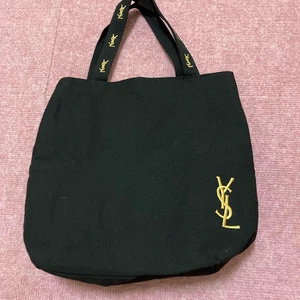 Yves Saint Laurent YSL Black Tote Bag Gold Logo Embroidery Inner Pocket Unused - Picture 1 of 6