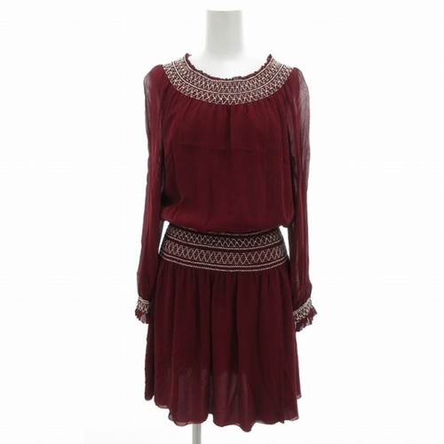 Tory Burch pezzo unico georgette di seta lunghezza ginocchio 2 rosso UO larghezza spalle: us