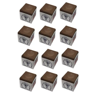 Silver Cup Brown Pool Billiard Cue Stick Chalk (12 Pack) - Picture 1 of 1