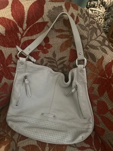B. MAKOWSKY Large Gray Soft Pebble Leather Hobo Shoulder Bag Purse - Picture 1 of 8