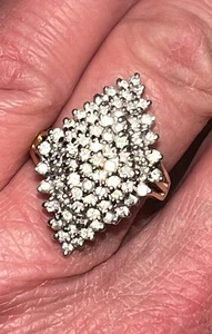 Vintage 14K Gold Cluster Cocktail Fertiger 1 Karat Diamant Ring Damengröße 7,25 - Bild 1 von 14