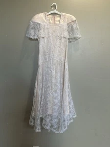 Abito donna Gunne Sax Jessica McClintock vintage anni 80 pizzo pesca taglia 7 - Foto 1 di 3