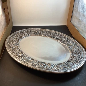 Wilton Armetale Pewter Platter Wm & Mary Large Oval Serving Tray  19 7/8” X 16” - Picture 1 of 5