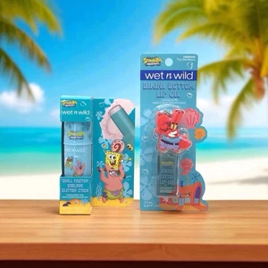 Wet N Wild SpongeBob Limited Edition Cooling Lip Oil Gloss & Glitter Stick Set - Foto 1 di 11
