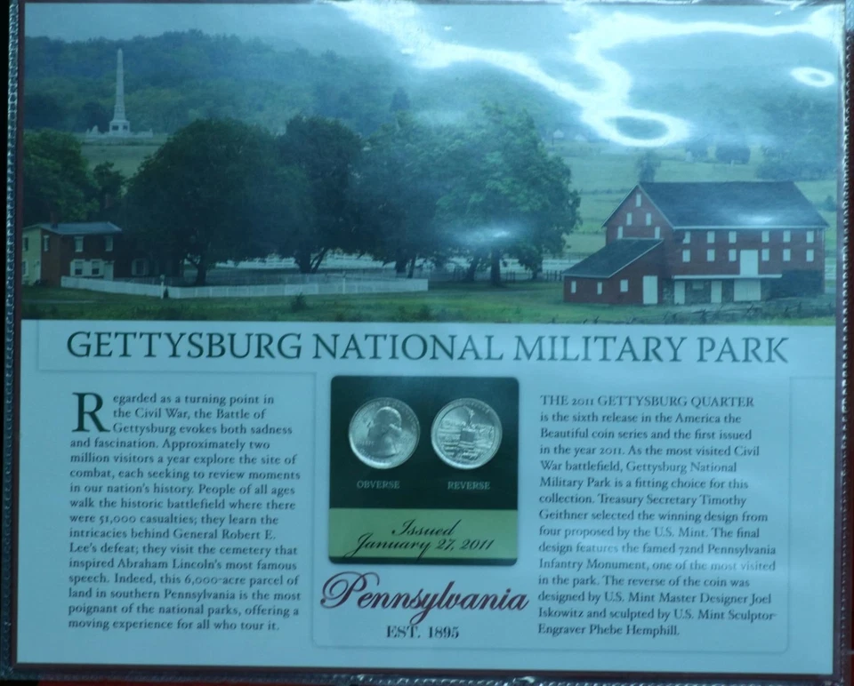 Uncirculated 2011 Pennsylvania Gettysburg National Park State Quarter Set - Image 1 of 1