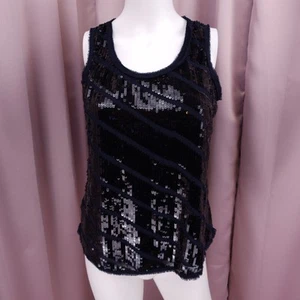 LOFT Ann Taylor Petite Women's Navy Chiffon Sequin Scoop Neck Tank Top PS - Picture 1 of 8