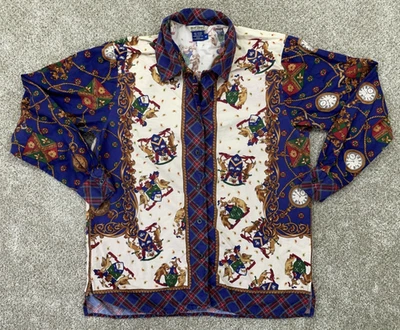 VTG Ruff Hewn Shirt Mens Medium Blue Red Green Button Up Long Sleeve Made USA - Image 1 of 4