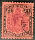 Leeward Islands 1942 £1.00 purple & black carmine stamp with St Kitts cancel