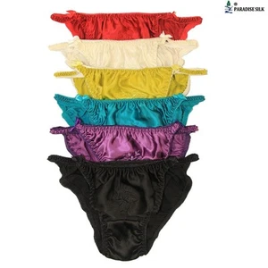 Bragas bikinis de cuerda de seda natural para mujer con entrepierna de algodón económicas (paquete o... - Imagen 1 de 5