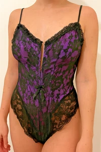 ️🔥 Vintage Rare Sexy Glam Emil Bole E Bole Made in USA Medium Purple Dessous Lace - Bild 1 von 9