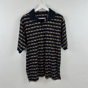 Jim Thompson Herren Poloshirt Kurzarm Kragen Größe Large Elefantenmuster - Bild 1 von 10