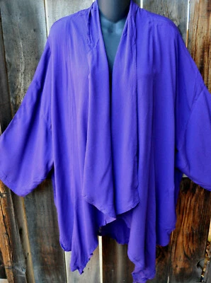MISSION CANYON ART TO WEAR 51 SHORT KIMONO DUSTER IN NEW IRIS PURPLE, OS+! - Image 1 of 4