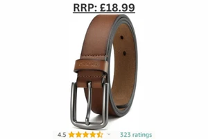 Belt for Men - Genuine Leather 120Cm - Light Brown - UK SHIPPING - Picture 1 of 5