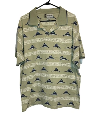 Camisa polo vintage azul isla multicolor pez para hombre talla XL camisa de pesca Foto 1 de 4