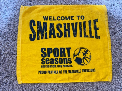Vintage NHL Hockey Nashville Predators Smashville Fan Towel Hanky 17”x 14” Cover