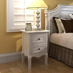NNEVL Nightstands 2 pcs with 2 Drawers MDF White - Picture 1 of 8