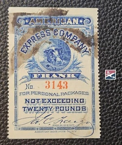 L/S  1887 American Express Co Red Frank Number Label AMEX-F23 Lot a3 - Picture 1 of 2