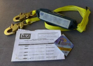 DBI SALA 1245006 12 Ft. Force2 Shock Absorbing Web Lanyard Safety Climbing 2 Leg - Picture 1 of 12