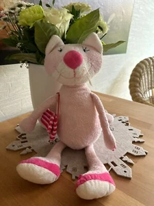 💕Kuscheltier Schmusetier Sigikid Katze rosa mit Tasche granulatfüllung ca. 40cm - Bild 1 von 2