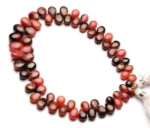 Natural Gem Rhodonite 7x5 to 10x7 mm Size Smooth Pear Beads 9.5" Strand 160Cts.