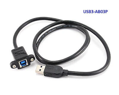 3ft USB 3.0 A-Type Male to B-Type Female Molded Panel Mount External Port Cable - Image 1 of 3
