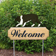 Border Collie Wood Welcome Outdoor Sign Black