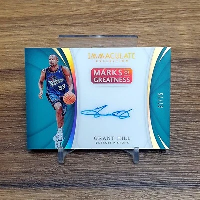 2017 PANINI IMMACULATE GRANT HILL MARK OF GREATNESS AUTO /75 DETROIT PISTONS - Image 1 of 2