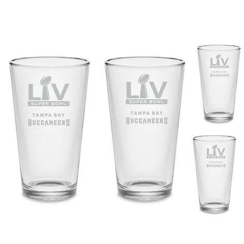 🍺 SET  Tampa Bay Buccaneers Super Bowl LV -55 -2021 Custom Pint Etched Glasses Cover