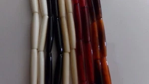 100 PCS 1.5" WHITE, BLACK, "ANTIQUED", RED, BROWN BUFFALO BONE HAIR PIPE BEADS - Picture 1 of 17