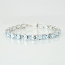 925 Sterling Silver Natural Blue Topaz Gemstone Tennis Bracelet Jewelry