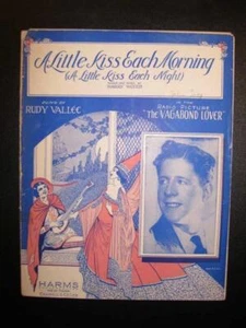 A Little Kiss Each Morning Sheet Music 1929 Rudy Vallee Harry Woods (O) - Afbeelding 1 van 5