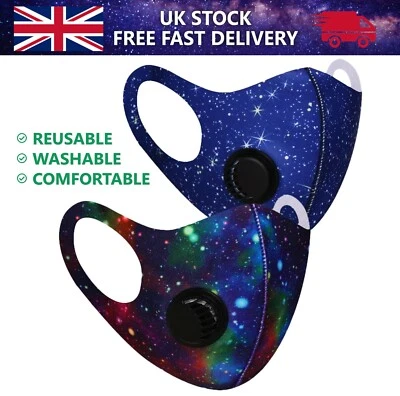 A-STAR TRADING Space Galaxy Gesichtsmaske Schutz Mundbedeckung Waschbar Wiederverwendbar Luftfilter Ventil