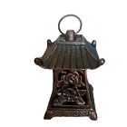 Pagoda Lantern Lotus Candle Holder -  Cast Iron Copper  - 6" w/ Hanging Hook