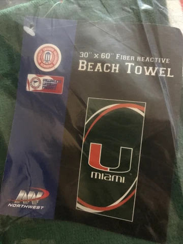 Miami Hurricanes Beach Towel Brand New In Original Package Cover