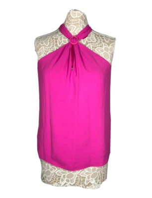Camiseta sin mangas Trina Turk Splashy cuello halter talla pequeña color rosa Foto 1 de 4