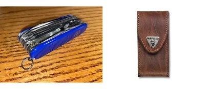 Nuevo cuchillo Victorinox Swiss Army 91 mm: SWISSCHAMP AZUL + BOLSA DE CUERO MARRÓN Foto 1 de 4