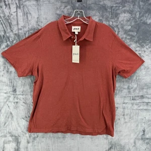 Pact Polo Shirt Large Rust Short Sleeve Organic Cotton Linen Blend Lightweight - Picture 1 of 11