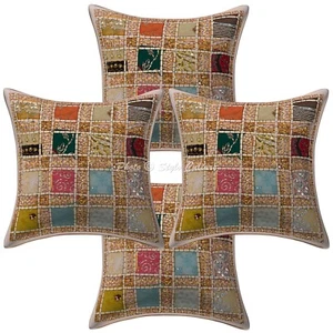 Pillow Cover Handcrafted Ethnic Patchwork Decor Car Sofa Cushion Case 16 x 16 in - Picture 1 of 6