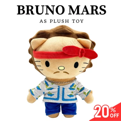 Hello Kitty As BRUNO MARS Red Headscarf Plush Doll Stuffed Figure Plush Toy 26cm - Image 1 of 4
