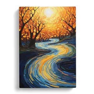 River Abstract Canvas Wall Art Print Framed Picture Decor Living Room Bedroom - Picture 1 of 4
