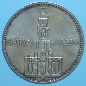 GERMANIA 5 MARK 1934 ARGENTO SILVER COIN TONED FDC CURRENCY COLLEZIONE - Imagen 1 de 2