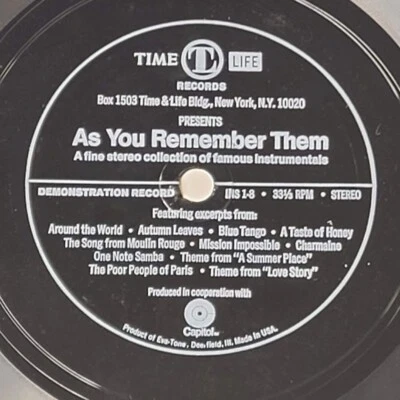 Eva Tone Flexi-Disc Time Life Promo As You Remember Them 7" Demo 33 RPM 1972 - Image 1 of 4