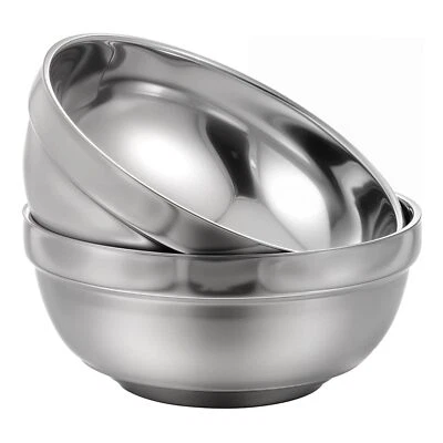 2 Pcs 25 oz Stainless Steel Bowls Double Walled Insulated Soup Ice Cream Meta... - Image 1 of 4