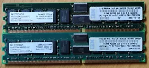 2 Arbeitsspeicher 512MB RAM Infineon/IBM DDR 400MHz CL3 ECC PC3200U - Bild 1 von 1