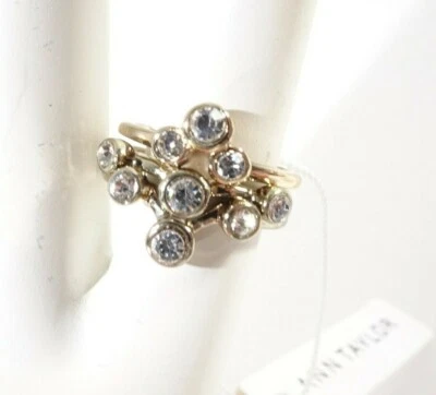 Ann Taylor Women's Gold Crystal Stackable Ring Set NWT 39.5 Sz 6 - Image 1 of 4