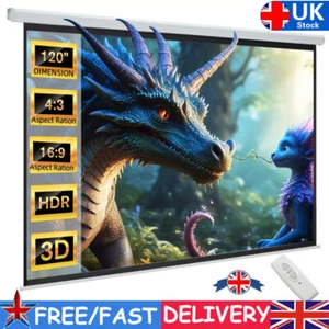 72-120Inch Projector Screen Electric Motorised Theater Cinema Movie Widescreen - Picture 1 of 40