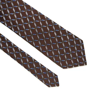 Zilli Brown Geometric Pattern 100% Silk Tie Classic Luxury Heavy Silk - Picture 1 of 4