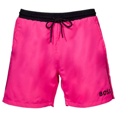 Bañador Hugo Boss Estrella de Mar Para Hombre Mediano Rosa Escritura-Logo Traje de Baño Pantalones Cortos Foto 1 de 2